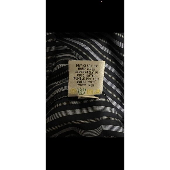 Bugatchi Button Down Shirt Flip Cuff Striped Blue Mens Size Measured Classic - Picture 11 of 12